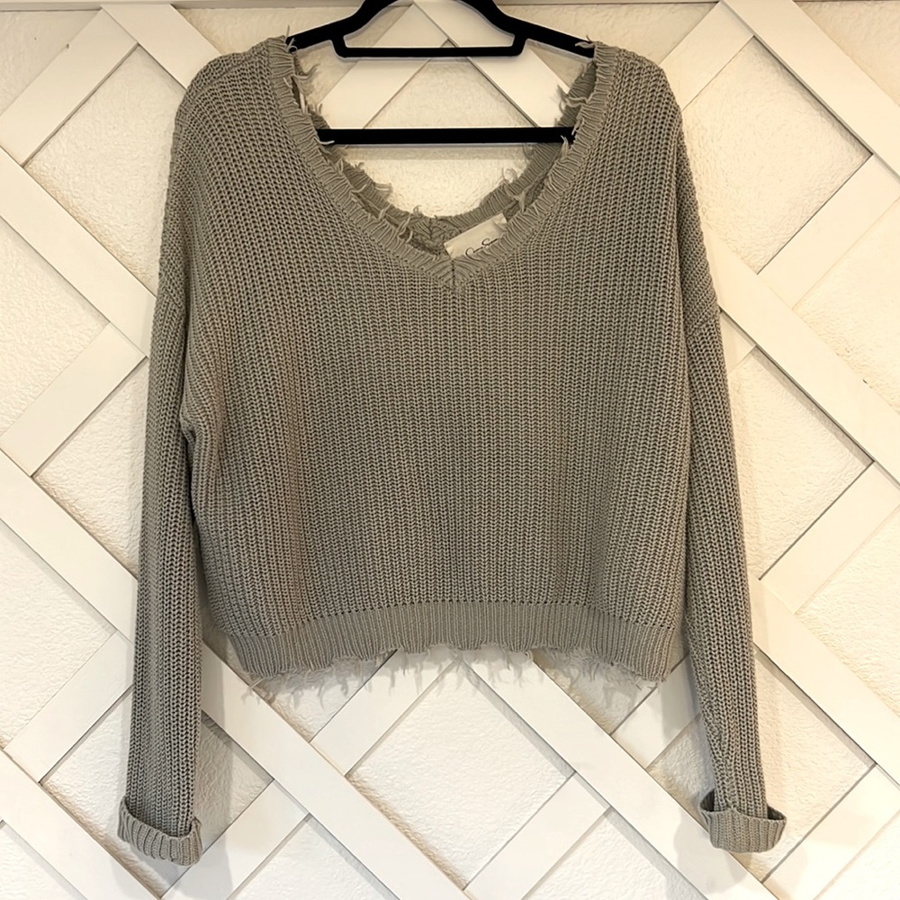 Jessica Simpson Sage Green Distressed Sweater